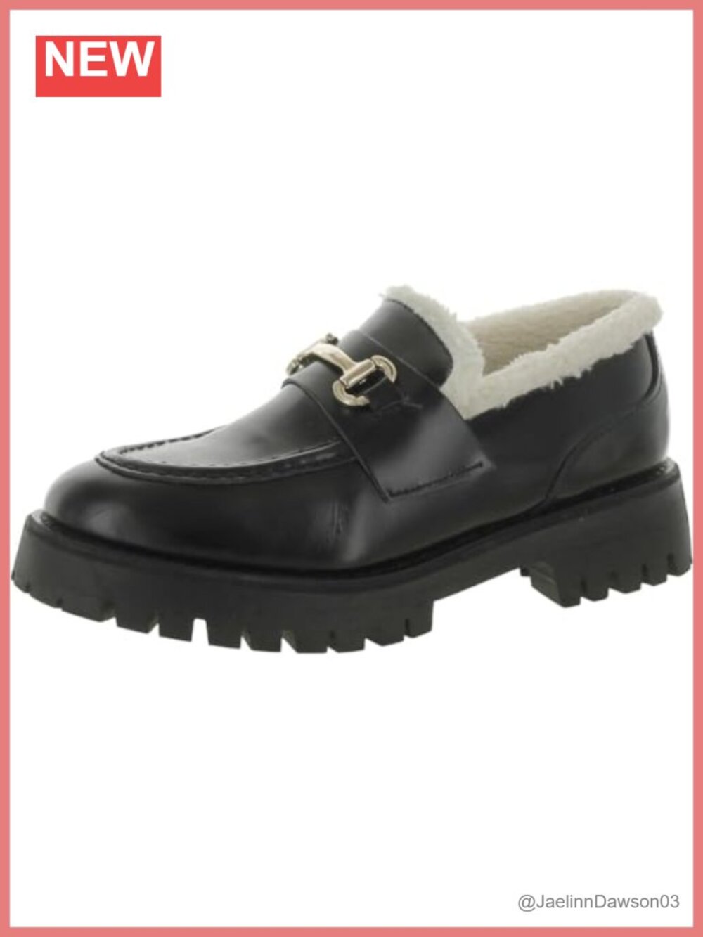 Faux Fur Lined Platform Loafers Slip On Block Heel Casual Shoes